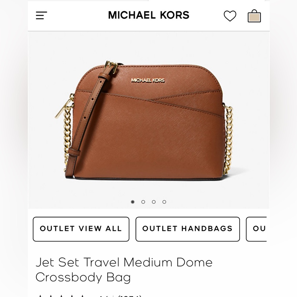 Michael Kors Jetset Travel Medium Dome Crossbody Bag, ‘Luggage’ brown NWT